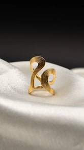 Golden Ripples Statement Ring